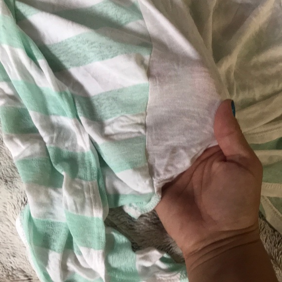 Sheer open front tee S mint stripe white tank DEB - Picture 5 of 5